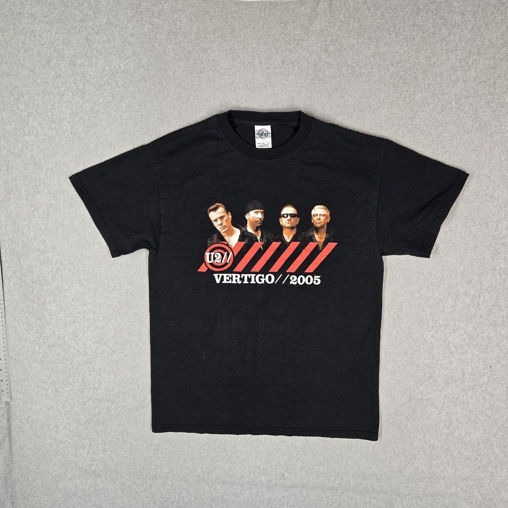 U2 Men Shirt M Black Vertigo 2005 Tour Rock Brand Short Sleeve